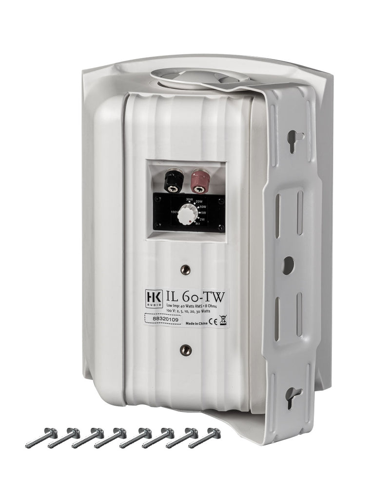 HK Audio IL60-TW Compact Speaker Install 100V 5 Taps 8 ohm (White) - 6.5"