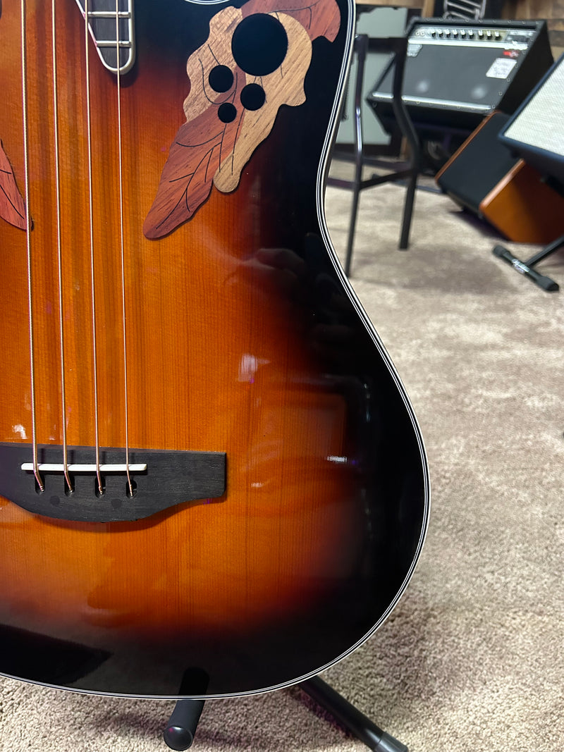Ovation CEB44-1N Celebrity Elite Exotic® 4-String Acoustic-Electric Bass (Cognac Burst/Natural) (DEMO)
