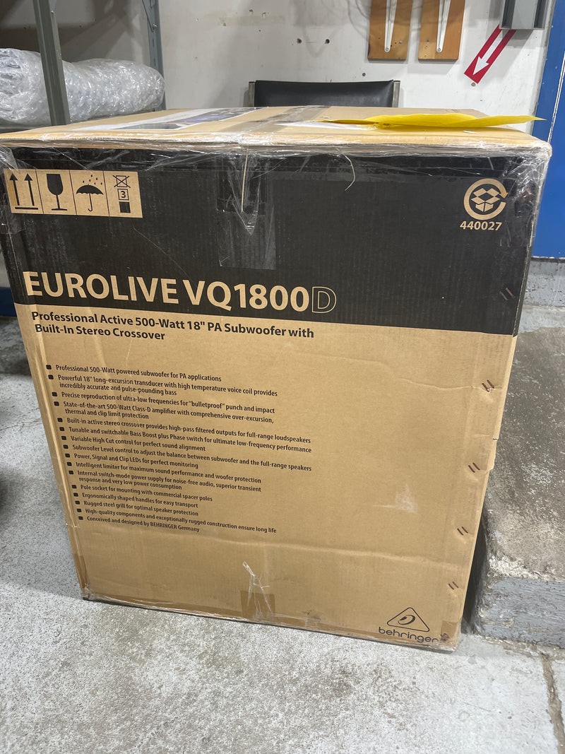 Behringer VQ1800D Eurolive professional Active 500-Watt Pa System - 18" (USED)