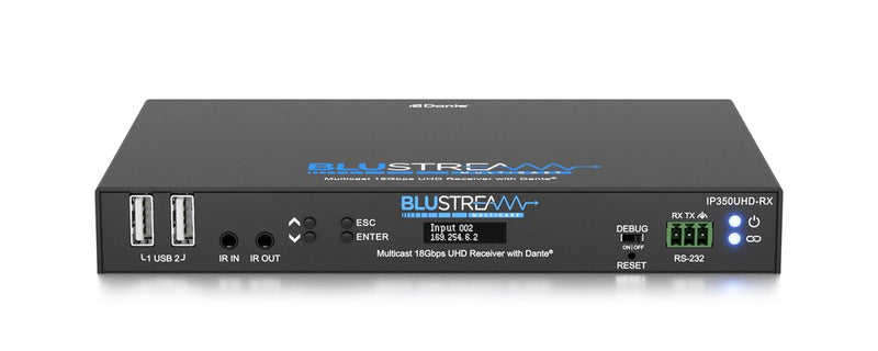 Blustream IP350UHD-RX 18Gbps AVoIP Receiver Over 1Gb Network With Dante