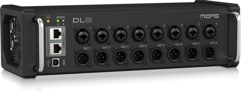 Midas DL8 PoE-Powered 8x8 Stage Box with Midas PRO Preamps