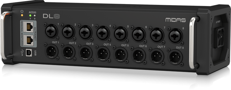 Midas DL8 PoE-Powered 8x8 Stage Box with Midas PRO Preamps