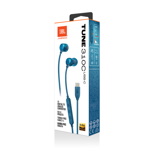 JBL TUNE 310C Wired USB-C Earbuds (Blue)