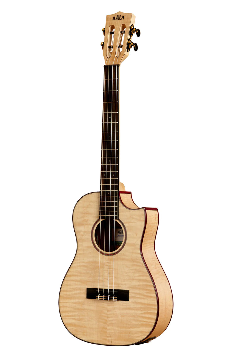 Kala KA-ASFM-B-CE All Solid Flame Maple Cutaway Baritone Ukulele