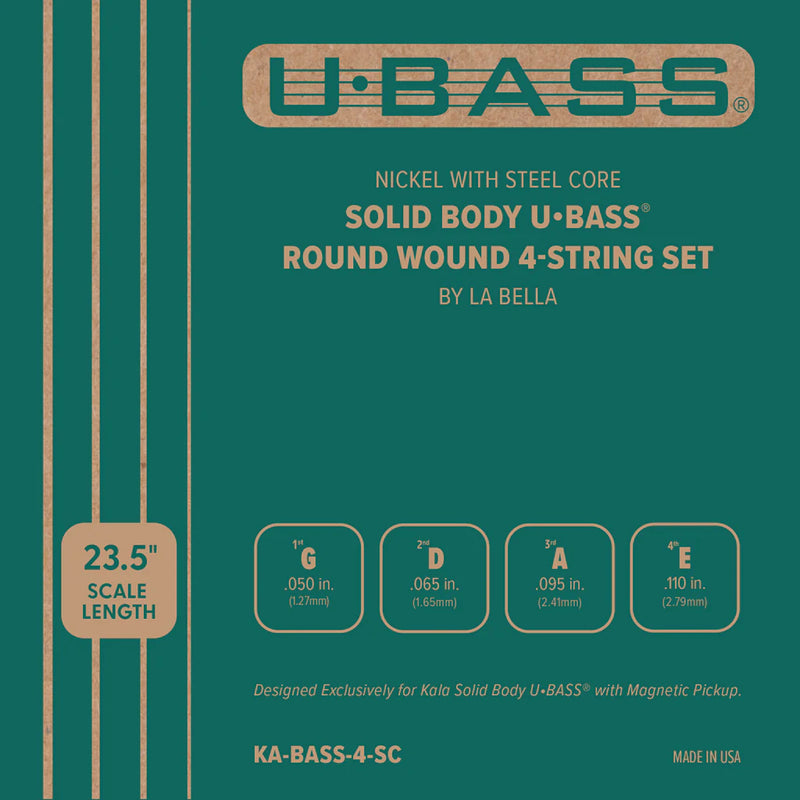 Kala KA-BASS-4-SC Nickel with Steel Core Solid Body Ukulele Bass 4-String Set