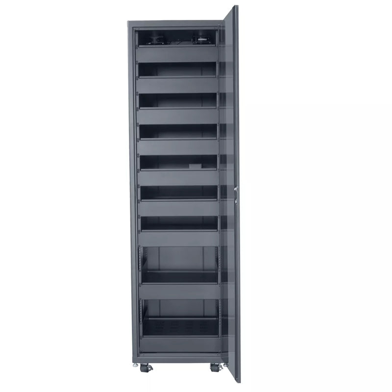 Lowell LCDR-4224 Designer AV Rack with Tempered Glass Door - 42U x 24"D