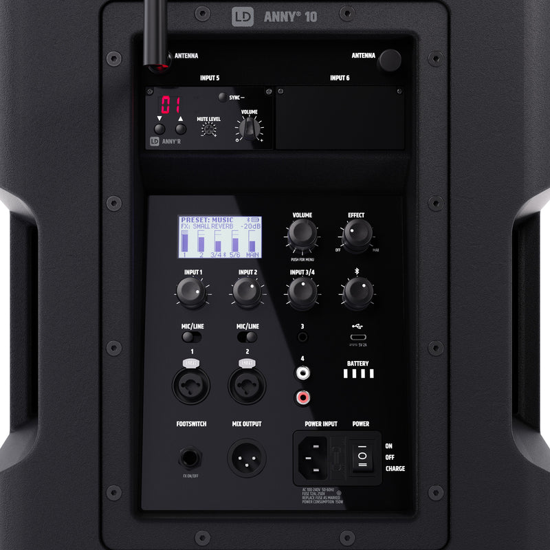 LD Systems ANNY® 10 BPH B5.1 Portable Battery-Powered Bluetooth® PA System With Mixer & Headset Microphone (Incl. Bodypack) - 10"