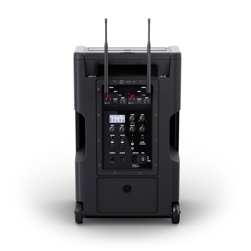 LD Systems ANNY® 10 HHD 2 B4.7 Portable Battery-Powered Bluetooth® PA System With Mixer And Wireless Handheld Microphones - 10"