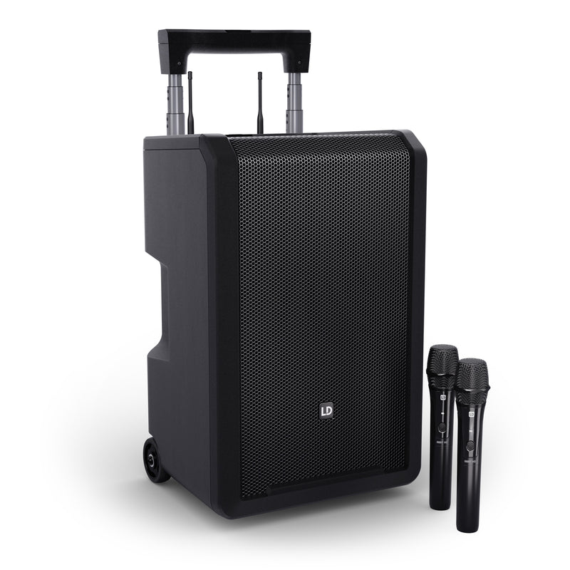Systèmes LD Anny® 10 HHD 2 B5.1 Système PA Bluetooth® à batterie portable avec mélangeur et microphones manuels sans fil - 10 "