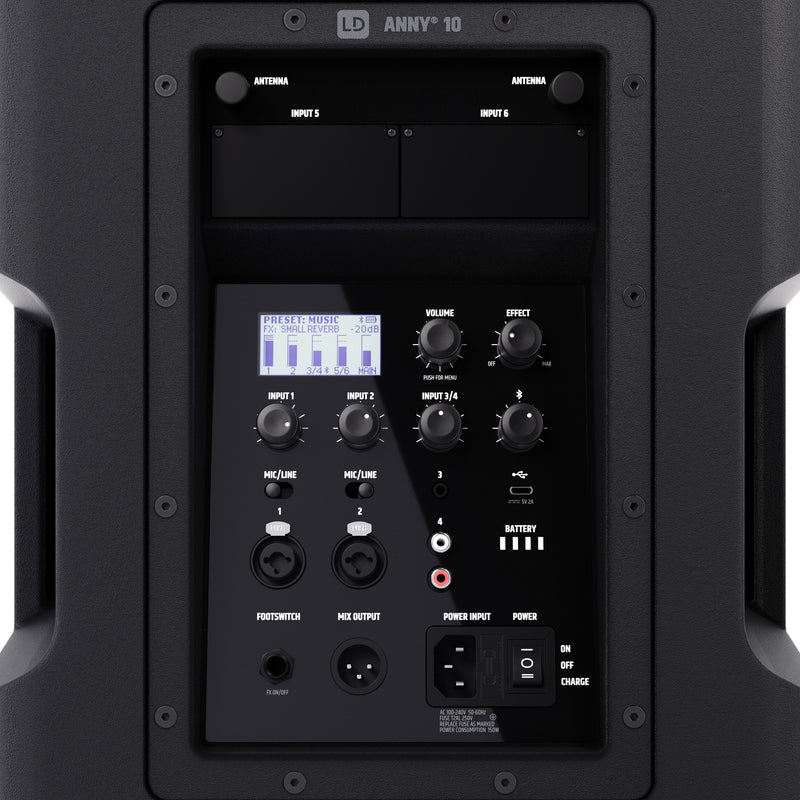 LD Systems ANNY® 10 Portable Battery-Powered Bluetooth® PA System With Mixer - 10"