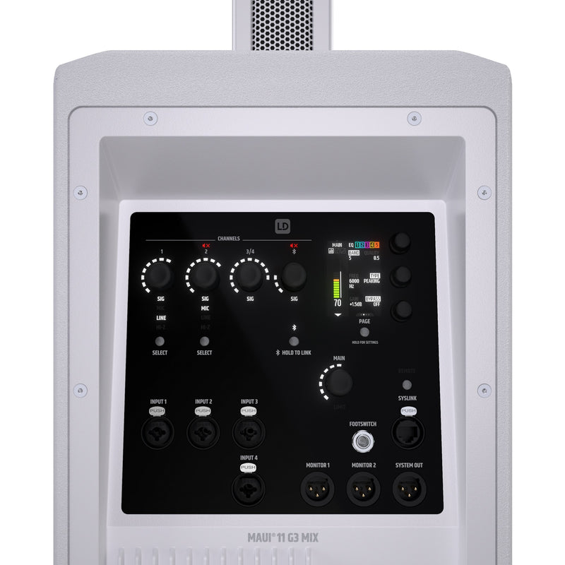 LD Systems MAUI® 11 G3 MIX W Portable Cardioid Column PA System with Digital Mixer (White)