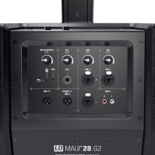 LD Systems MAUI 28 G2 Système de sonorisation colonne compact actif avec mixeur intégré et Bluetooth (noir)