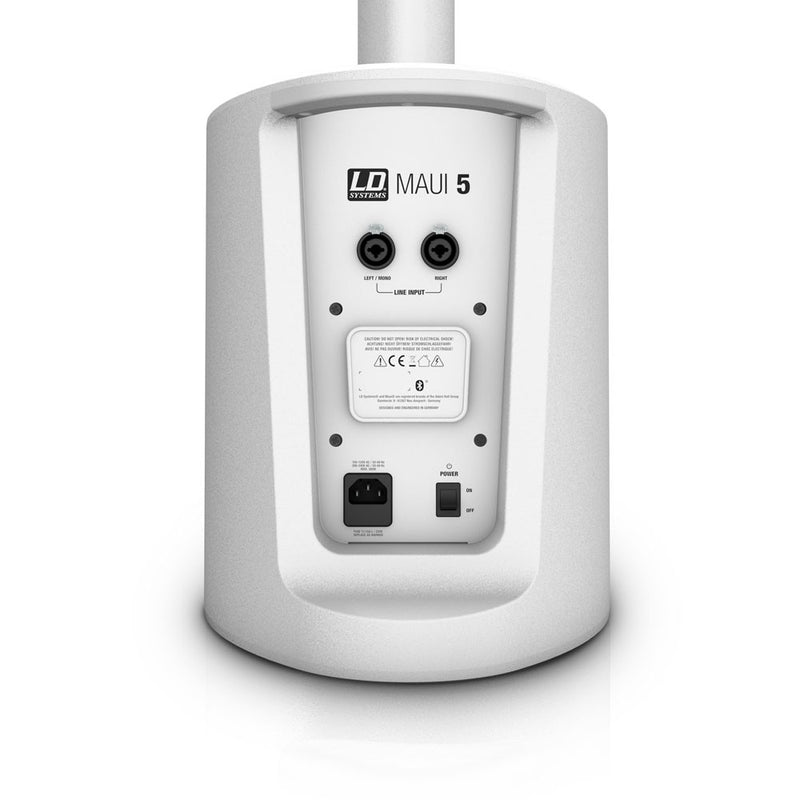 LD Systems MAUI 5 Système de sonorisation colonne ultra portable avec mixeur et Bluetooth (Blanc)