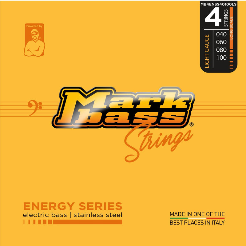 Mark Bass MB4ENSS40100LS 4 cordes de basse à échelle longue – Calibre léger (acier inoxydable)
