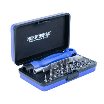 MusicNomad SCREWDRIVER-WRENCH-SET Jeu de tournevis/clés techniques avec 18 embouts/7 clés hexagonales/clé