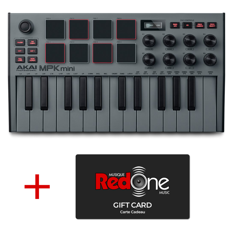 Akai MPK Mini MKIII Contrôleur de clavier 25-Key - Gris-cadeau en édition limitée + 25 $