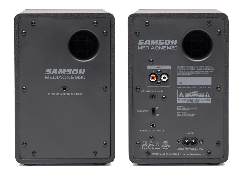 Paire de moniteurs de studio alimentés Samson MEDIAONE M30, 2 x 10 W