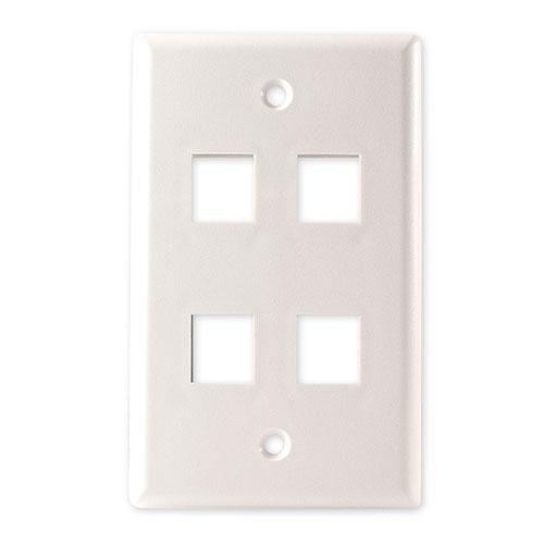 Covid PB-14000-W Blank Wall Plate with 4 Keystone Hole (White)