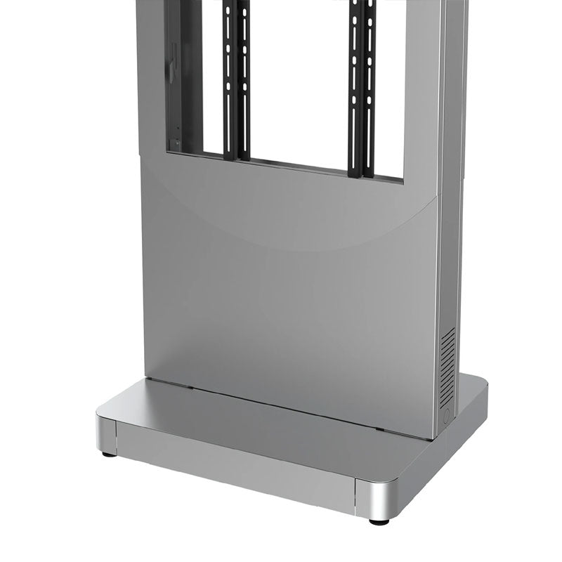 Peerless-AV KIPC2555B-S-3-WHL Floorstanding Portrait Back-to-Back Kiosk for Two 55" Displays with Wheels (Silver)