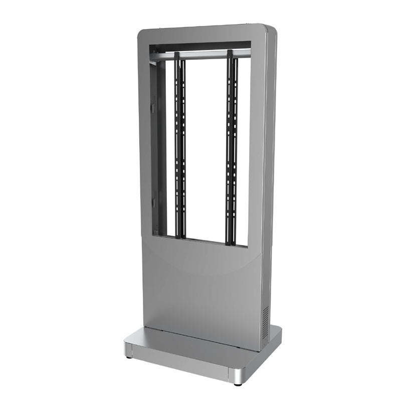 Peerless-AV KIPC2555B-S-3-WHL Floorstanding Portrait Back-to-Back Kiosk for Two 55" Displays with Wheels (Silver)