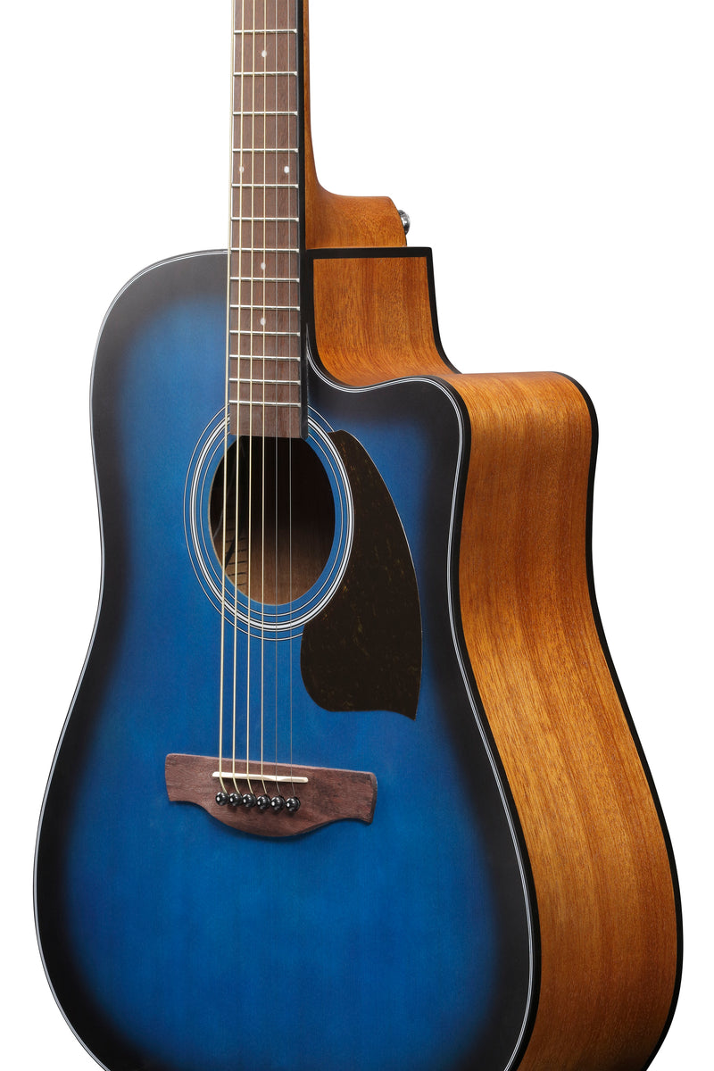 Ibanez PF50CEOBH Acoustic Electric Guitar (Open Pore Transparent Blue Sunburst)