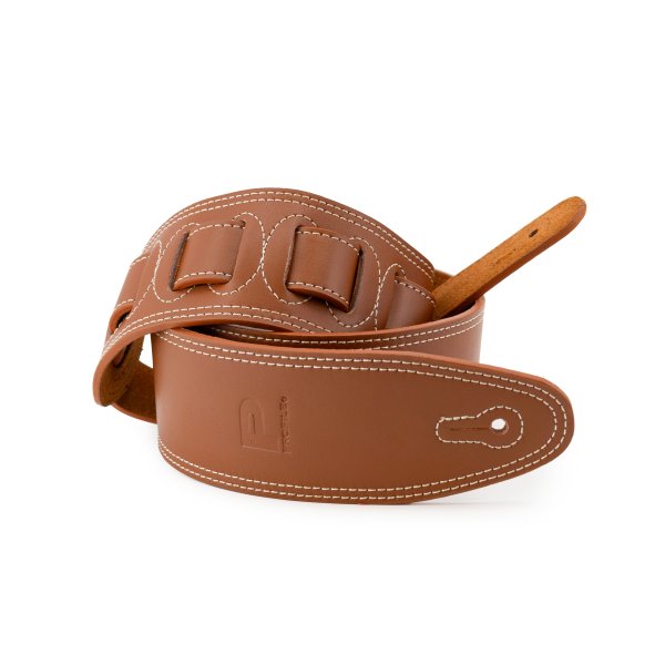 Profile LS-7000 Leather Strap with White Double Stitching (Cognac) - 2.5"