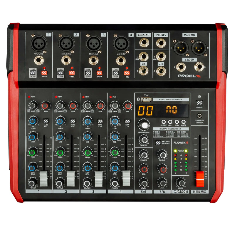 Proel PLAYMIX8 8-Channel Mixer with FX USB