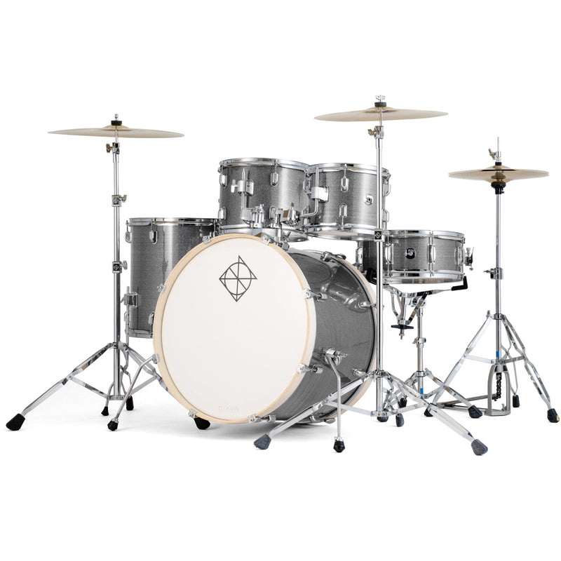 Dixon PODSP520C1CSL Spark 5-Piece Drum Set Pack With 20" Bass Drum (Cyclone Silver)