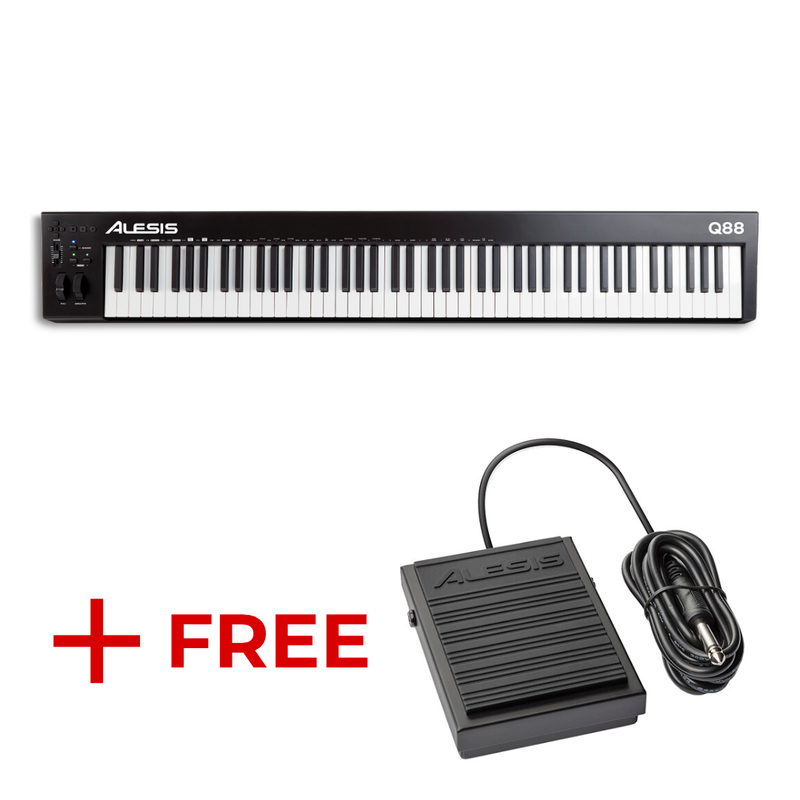 ALESESE Q88 MKII 88-Key Key USB / MIDI Clavier Contrôleur + ASP-1 MKII MKII Universal Sustain pédale / commutation momentanée des pieds (bundle)