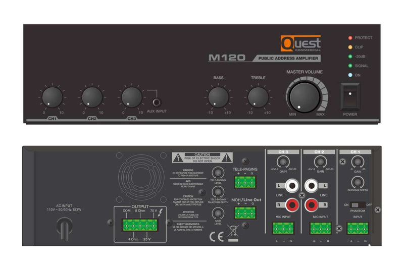 Quest M120 Compact Mixer Amplifier - 120W