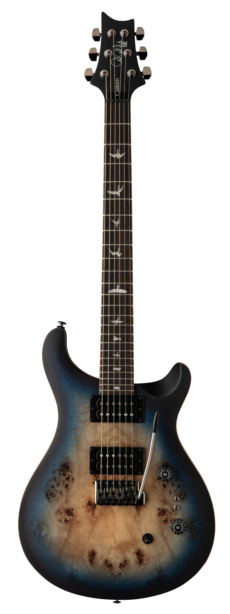 PRS SE CUSTOM 24-08 Poplar Burl Limited Edition Electric Guitar (Lake Blue Midnight Burst)