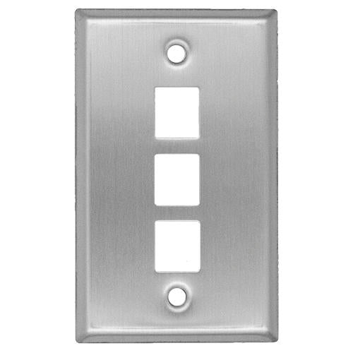 Covid SSB-13000 Blank Wall Plate with 3 Keystone Holes (Stainless Steel)