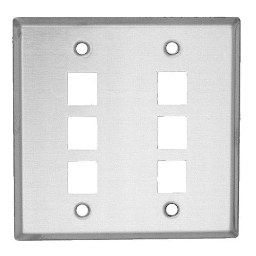 Covid SSB-26000 Blank Wall Plate with 6 Keystone Holes (Stainless Steel)