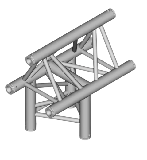 Global Truss F33-TR-4096H/O - 1.64' 3-Way Triangular Horizontal T-Junction Apex Out for F33 Triangle Truss