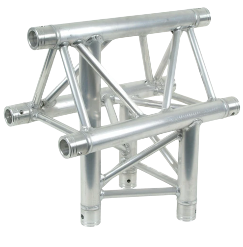 Global Truss F33-TR-4096V/U - 1.64' 3-Way Triangular Vertical T-Junction Apex Up for F33 Triangle Truss