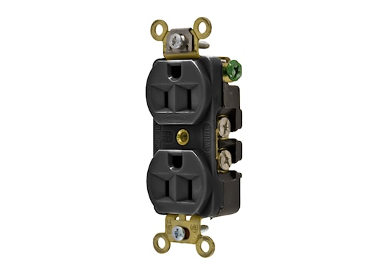 Hubbell HBL5252BK Female 125V/15A U-Ground Duplex Receptacle (Black)