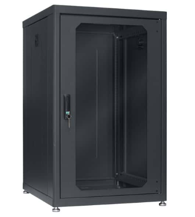 Rack de concepteur LDR-1824 LOWELL avec porte en verre trempée - 18U x24 "D