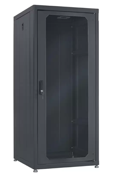 Lowell LDR-2724 Designer AV Rack with Tempered Glass Door - 27U x 24"D