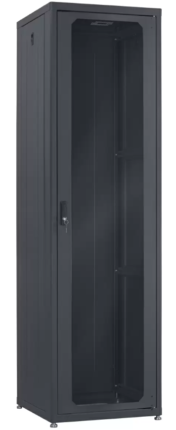 Lowell LDR-4224 Designer AV Rack with Tempered Glass Door - 42U x 24"D