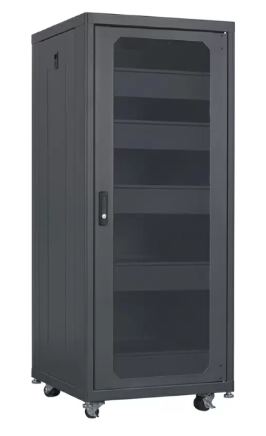 Lowell LCDR-2724 Designer AV Rack with Tempered Glass Door - 27U x 24"D