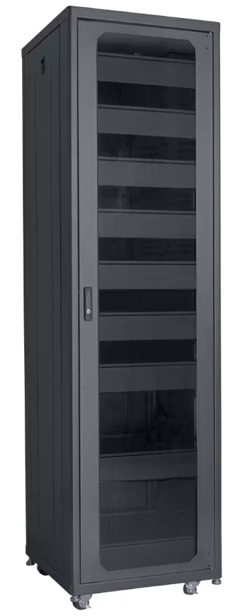 Lowell LCDR-4224 Designer AV Rack with Tempered Glass Door - 42U x 24"D