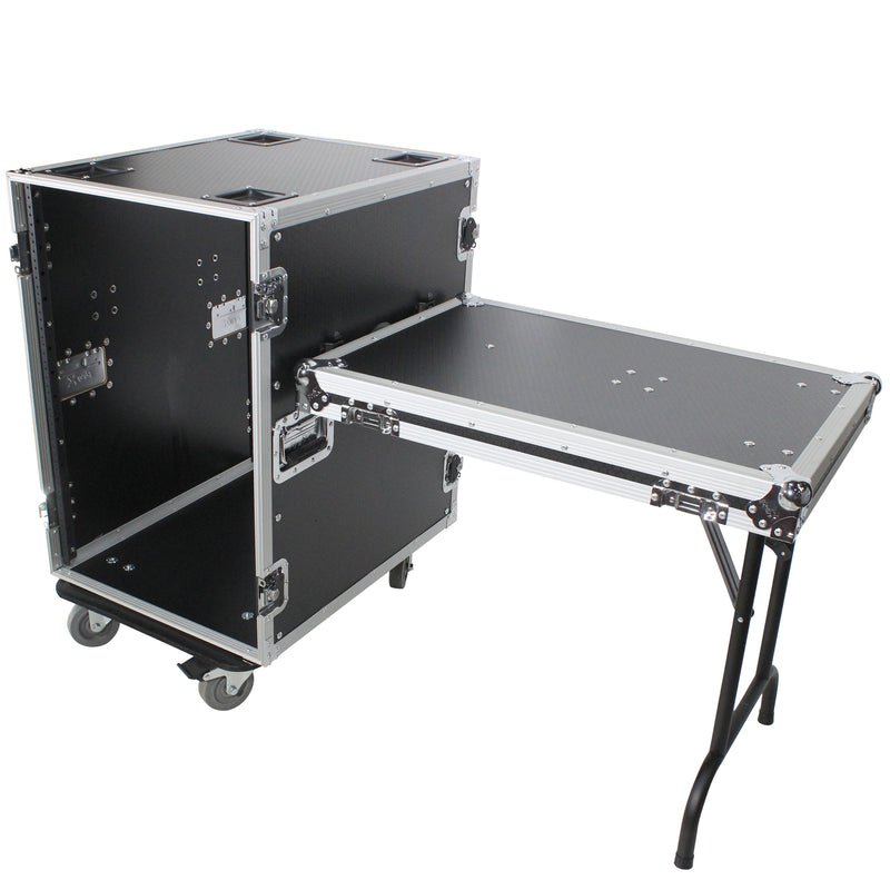 ProX T-16RSS24WDST 16U Space Amp Rack Mount ATA Flight Case 2x Side Tables and Casters