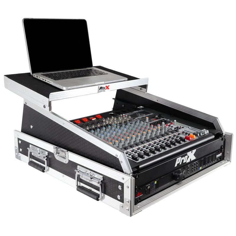 ProX T-2MRSS13ULT MK2 Mixer-DJ 2U Rack Combo Flight Case avec étagère pour ordinateur portable