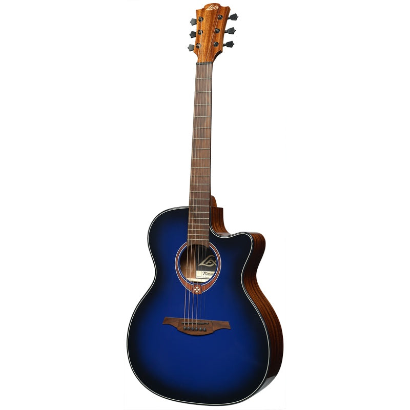 Lag Guitars T-BLUE-ACE Tramontane Special Auditorium Cutaway Acoustic / Electric Guitar (Blue Burst)