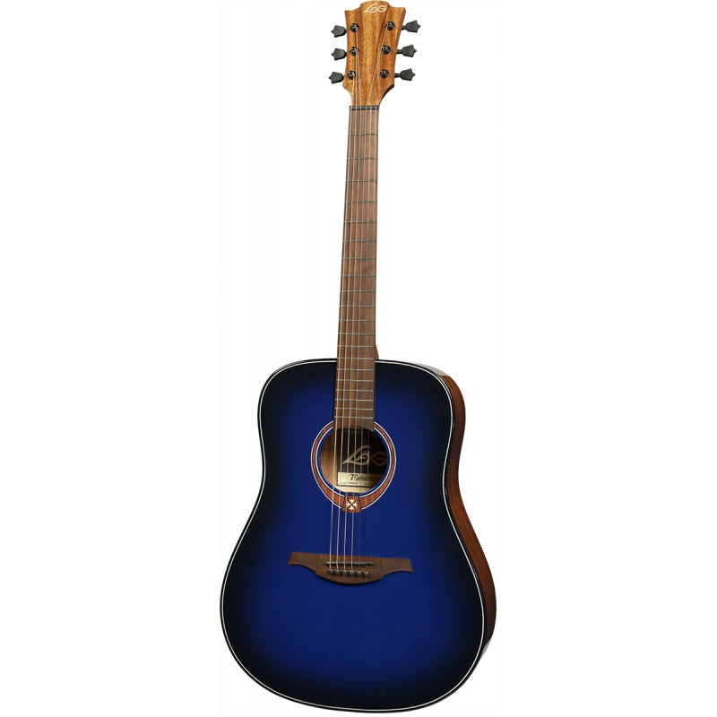 Lag Guitars T-BLUE-D Tramontane Special Dreadnought Solid Red Cedar Acoustic Guitar (Blue Burst)