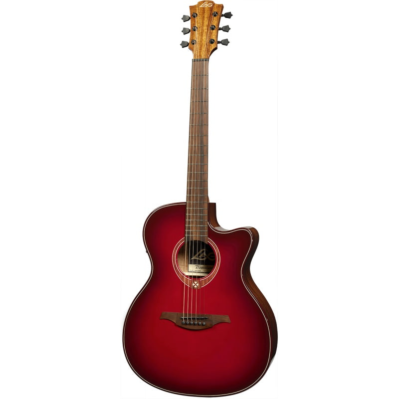 Guitars Lag Guitars T-Red-Ace Tramontane Special Auditorium Cutaway acoustique / Guitare électrique (Burst rouge)