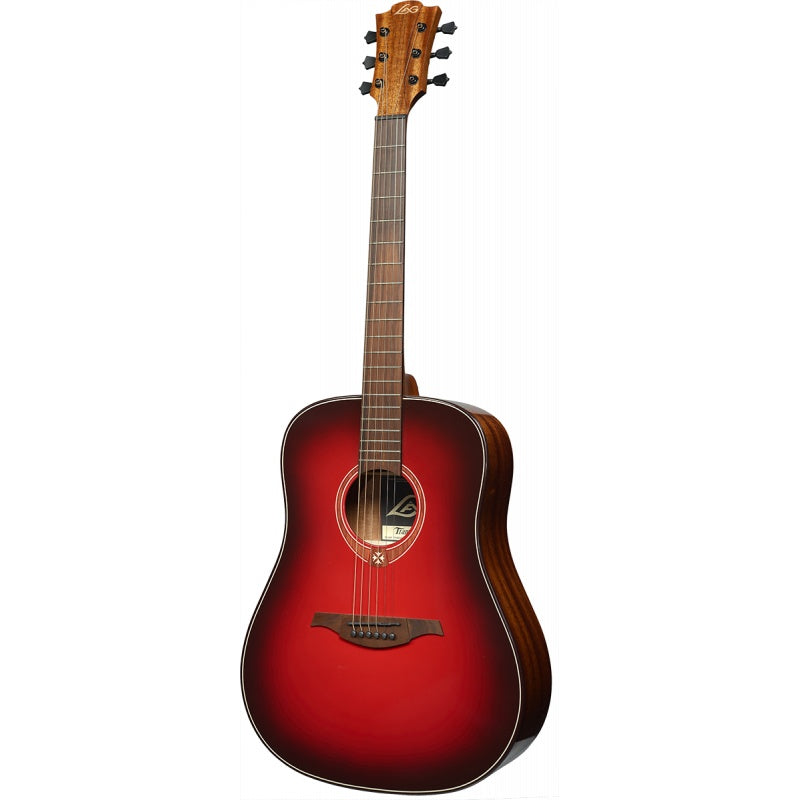 LAG GUITARS T-RED-D TRAMONTANE Special Dreadnought Solid Red Cedar acoustique Guitare (Burst rouge)