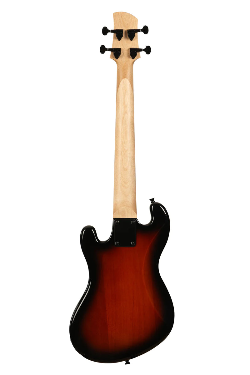 Kala UBASS-SB-TB-FL Basse ukulélé fretless à 4 cordes Solid Body (Tobacco Burst)