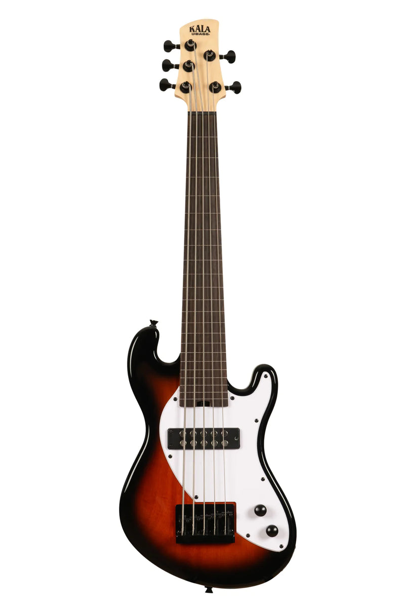 Kala UBASS-SB5-TB-FL Basse ukulélé fretless 5 cordes Solid Body (Tobacco Burst)