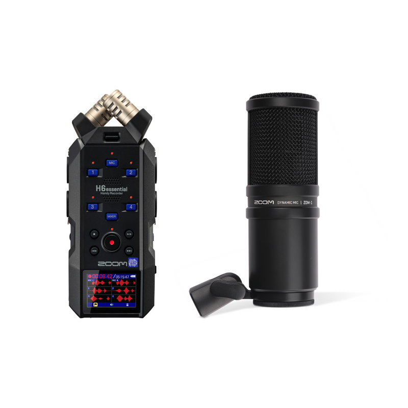 Zoom H6ESSENTIAL 6-Track 32-Bit Float Recording with 4 Mic/Line Inputs with XLR/TRS Combo Connectors + FREE Zoom ZDM-1 Dynamic Microphone (BUNDLE)